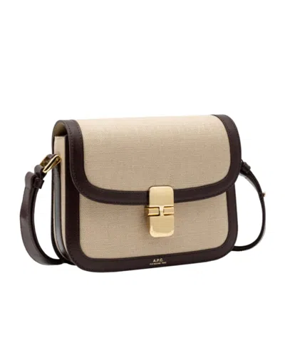 A.p.c. Shoulder Bag Adjustable Strap Gold Tone Hardware In Brown