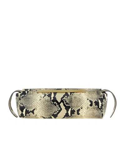 Khaite Donna Snakeskin Embossed Evening Clutch In Animal Print