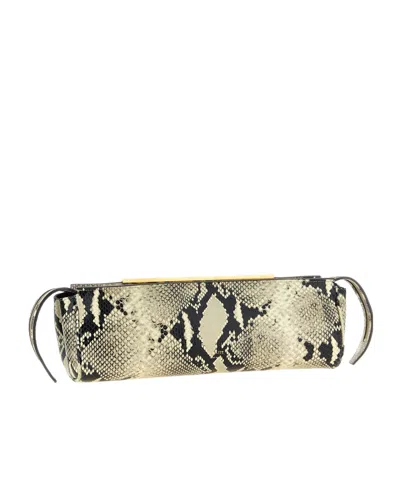 Khaite Donna Snakeskin Embossed Evening Clutch In Animal Print