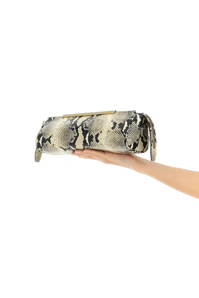 Khaite Donna Snakeskin Embossed Evening Clutch In Animal Print