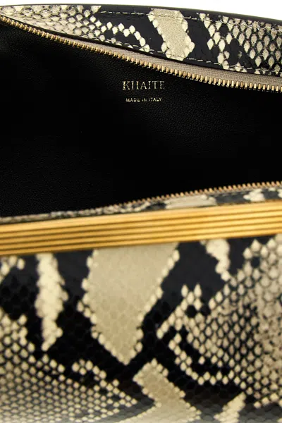 Khaite Donna Snakeskin Embossed Evening Clutch In Animal Print