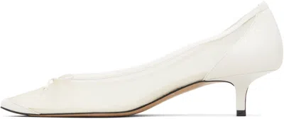 Jacquemus Tourni Bow-detailed Leather-trimmed Mesh Pumps In White