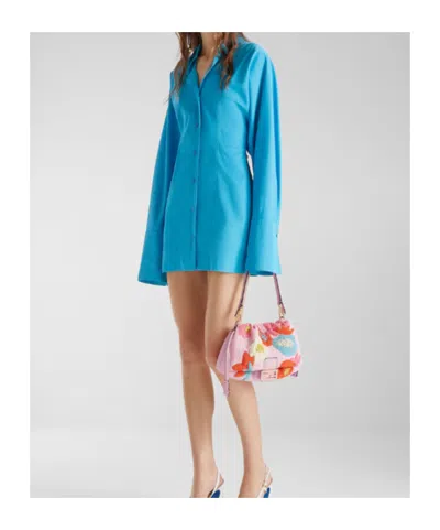 Fendi Chemisier Dress With Long Sleeves In Blue