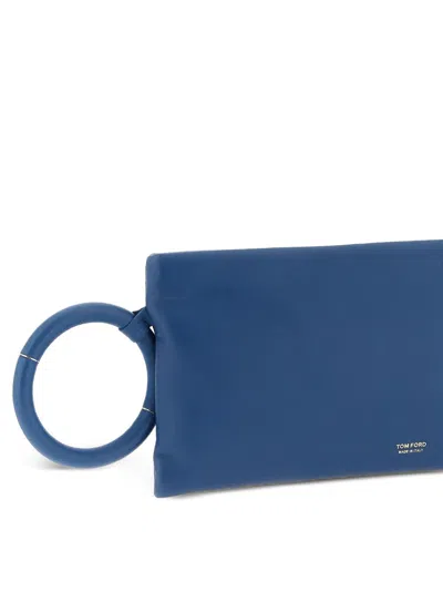 Tom Ford Rectangular Clutch Bag Circular Bangle Handle In Blue