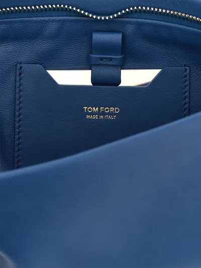 Tom Ford Rectangular Clutch Bag Circular Bangle Handle In Blue