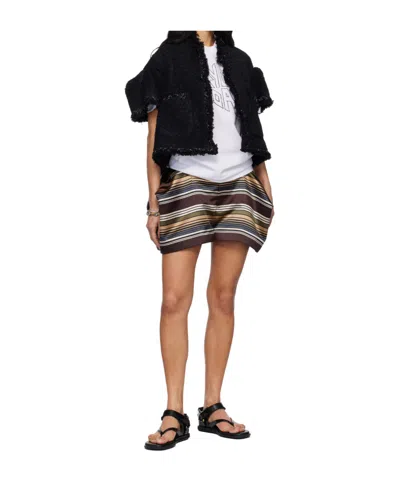 Sacai Horizontal Striped Shorts In Multi