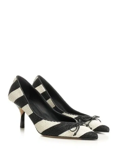Jacquemus Les Escarpins Tourni 80 Striped Faux Raffia Pumps In Black