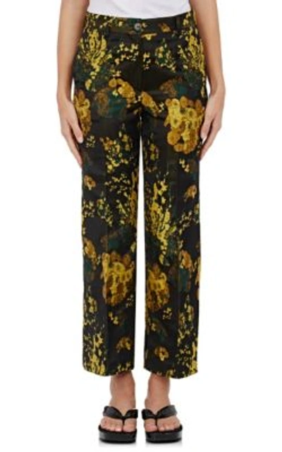 Dries Van Noten Pouma Floral Jacquard Skinny Pants, Yellow