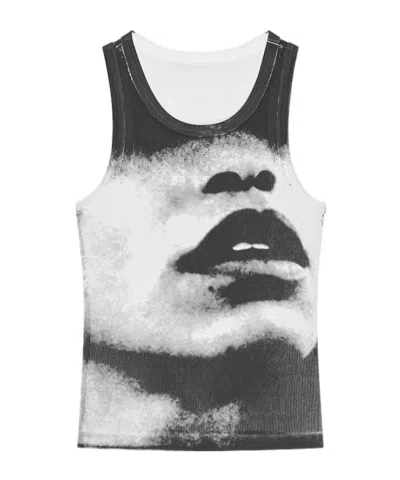 Givenchy Slim Fit Tank Top In Cotton With Portrait Print In Multi
