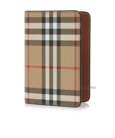 Burberry Check Passport Wallet In Multi