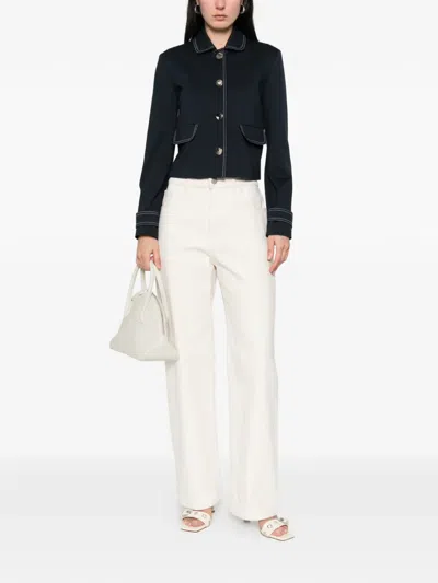 Liu •jo Topstitch Buttoned Jacket In Blue