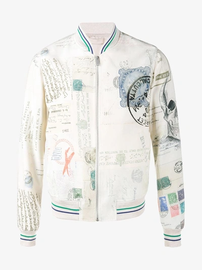 Shop Alexander Mcqueen Letters From India Bomber Jacket In White