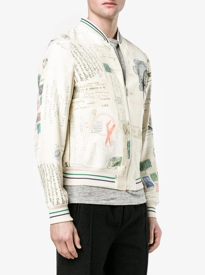Shop Alexander Mcqueen Letters From India Bomber Jacket In White