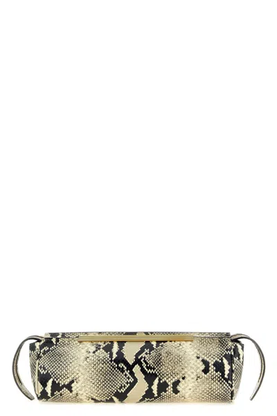 Khaite Donna Snakeskin Embossed Evening Clutch In Animal Print