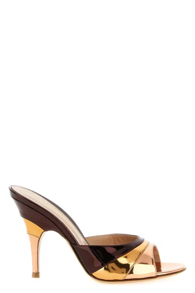 Gianvito Rossi Metallic Finish Stiletto Heel Open Back Mules In Brown