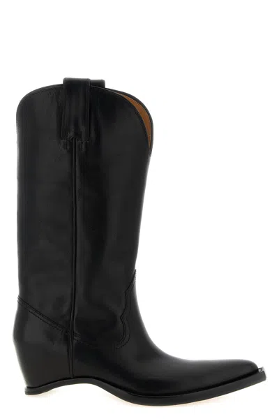 Maison Margiela Heel-less Western Leather Boots In Black