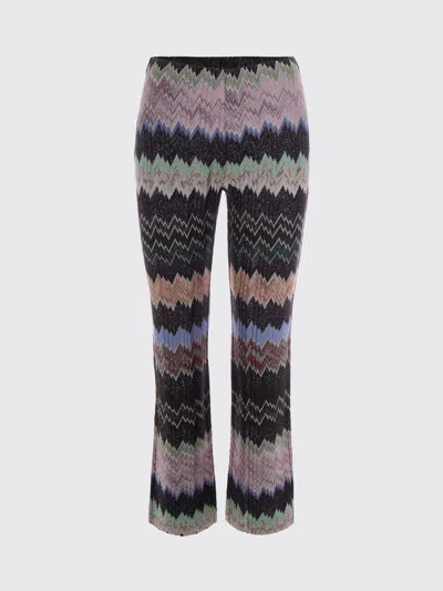 Missoni Zigzag Flared Trousers Textured Metallic Threads In Multi