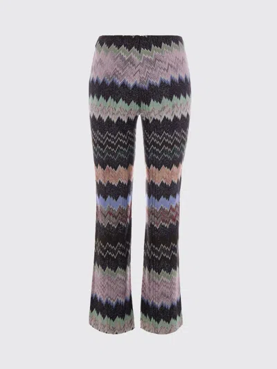 Missoni Zigzag Flared Trousers Textured Metallic Threads In Multi