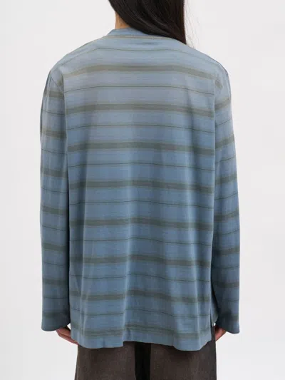 Our Legacy Mens Spray Fade Ghost Stripe Striped Boxy-fit Long-sleeve Cotton-shirt In Blue