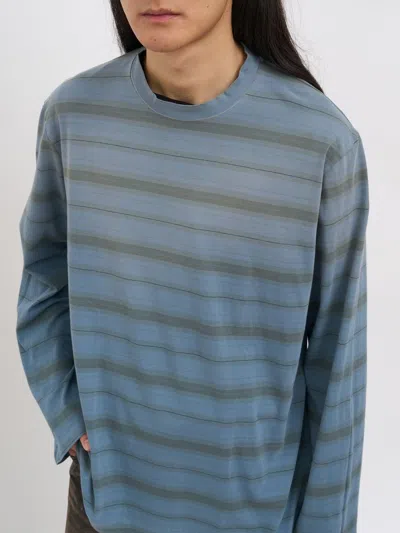 Our Legacy Mens Spray Fade Ghost Stripe Striped Boxy-fit Long-sleeve Cotton-shirt In Blue