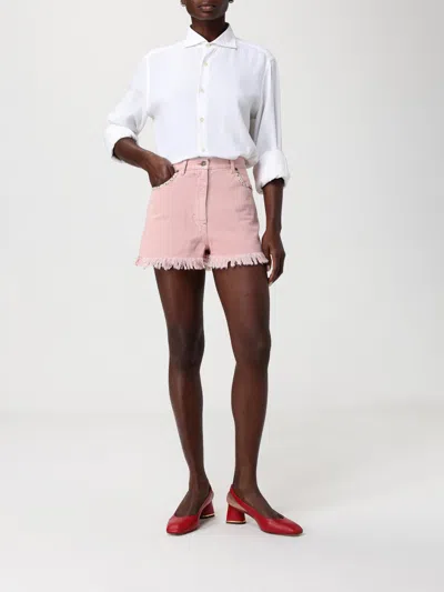 Valentino Knee Length Shorts Frayed Hem Floral Pockets Belt Loops In Multi