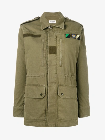 Saint Laurent Khaki "love" Patch Military Jacket