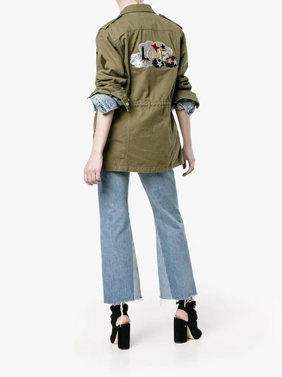 Saint Laurent Khaki "love" Patch Military Jacket