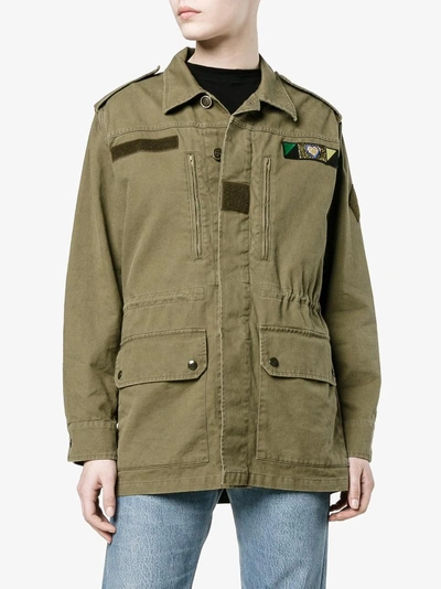 Saint Laurent Khaki "love" Patch Military Jacket