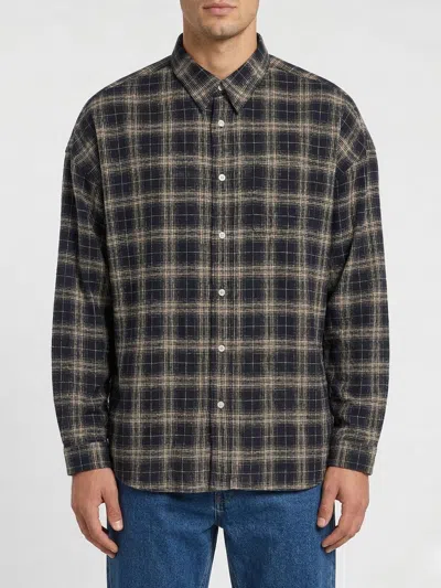 Sunflower Stable Checked Viscose Lino Loose Shirt In Black