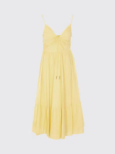Michael Kors Ruched Bodice Dress Tiered Skirt Straps In Yellow