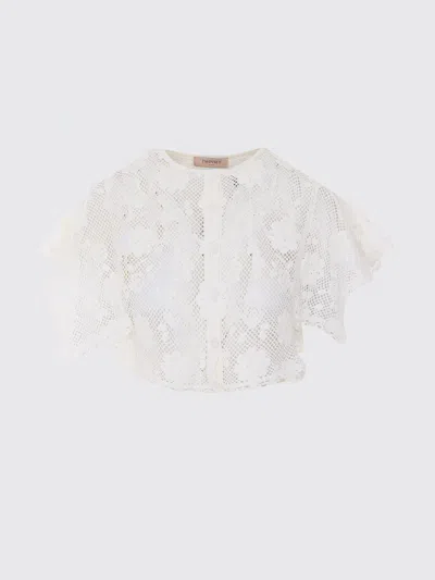 Twinset White Crochet-effect Top In White