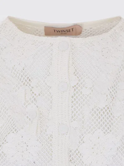 Twinset White Crochet-effect Top In White