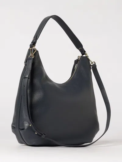 Coccinelle Pebbled Leather Shoulder Bag Removable Strap Handle In Black