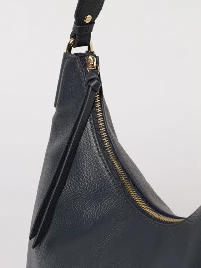 Coccinelle Pebbled Leather Shoulder Bag Removable Strap Handle In Black