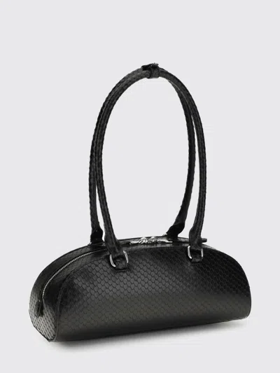 Diesel Elongated Bowling Dome Shoulder Bag In Smooth Black Leather