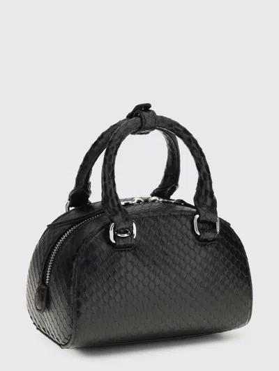 Diesel 1dr Dome-mini Bowling Bag In Snake-effect Leather In Black