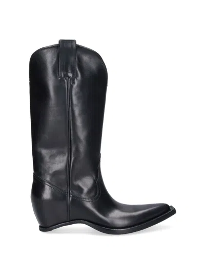 Maison Margiela Heel-less Western Leather Boots In Black