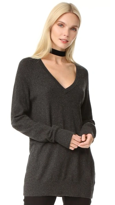 Equipment Asher V-neck Sweater In Charcoal Heather Grey