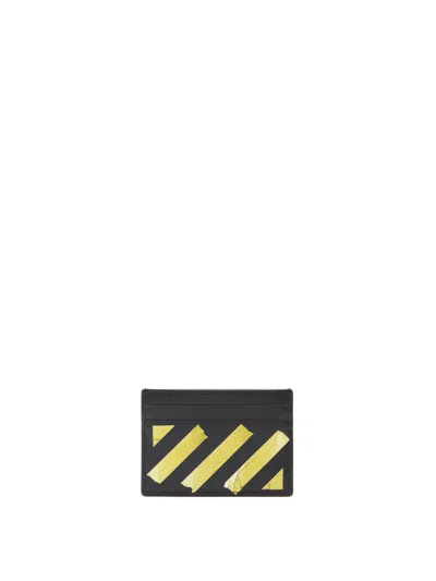 Off-white Diagonal-tape Card Case In Black