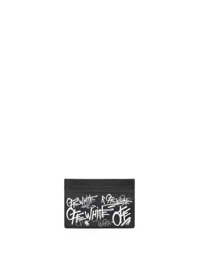 Off-white Logo-print Leather Card Case In Black