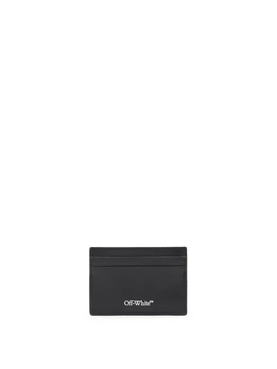 Off-white Logo-print Leather Card Case In Black