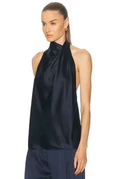 The Sei Draped Halter Top In Blue