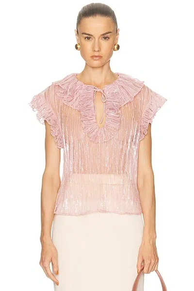 Aknvas Este Ruffle Top In Pink
