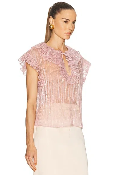 Aknvas Este Ruffle Top In Pink