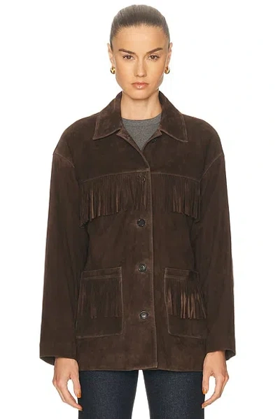 Nili Lotan Foudre Fringe-trimmed Suede Jacket In Burgundy