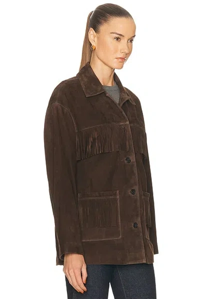 Nili Lotan Foudre Fringe-trimmed Suede Jacket In Burgundy