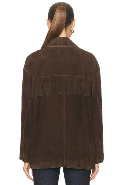 Nili Lotan Foudre Fringe-trimmed Suede Jacket In Burgundy