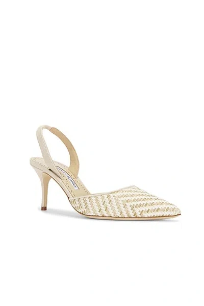 Manolo Blahnik Carolyne Woven Raffia Slingback Pump In Gold