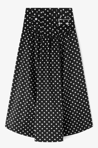 Ganni Women's Printed Double Satin Corset A-line Maxi Skirt In Black