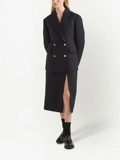 Prada Double-breasted Blazer In Black